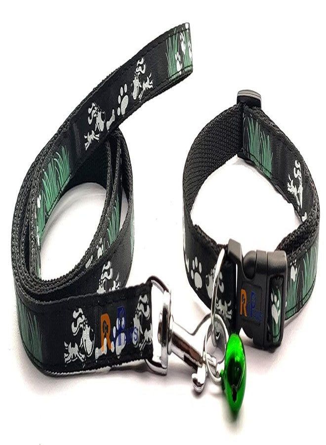 Pups&Pets Dog Collar and Leash Set Puppy Printed, Adjustable Nylon Collar with Leash for Small and Medium Dogs, Color-Full Collar Leash Set for Puppies, Dog & Cat 15 MM - Image 1
